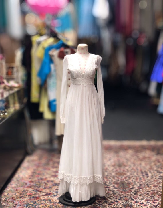 70s Gunne Sax white prairie style wedding dress