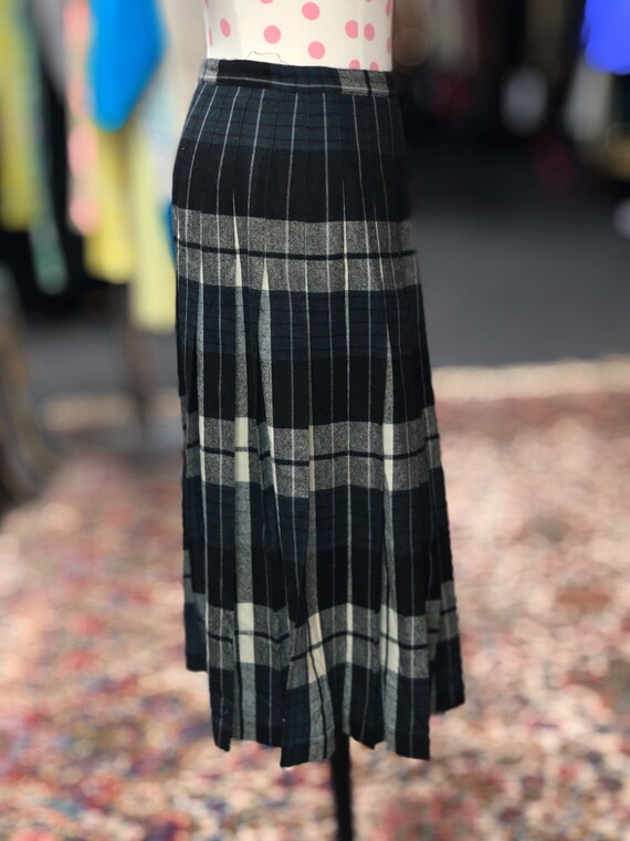 50s pleated plaid wool skirt by Century - image 3