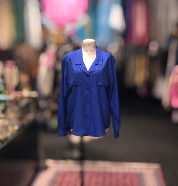 70s Diane Von Furstenburg blue blouse - image 1