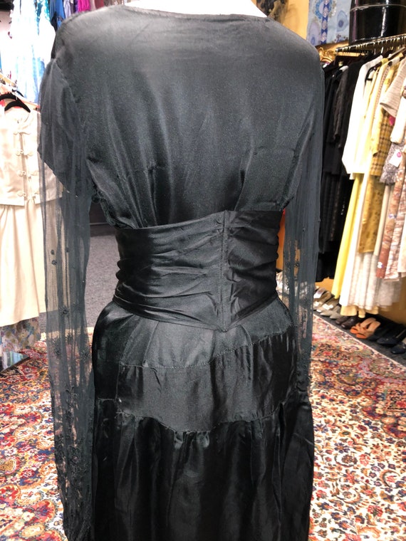 30s 40s silk dress with lace sleeves and wise belt - image 7