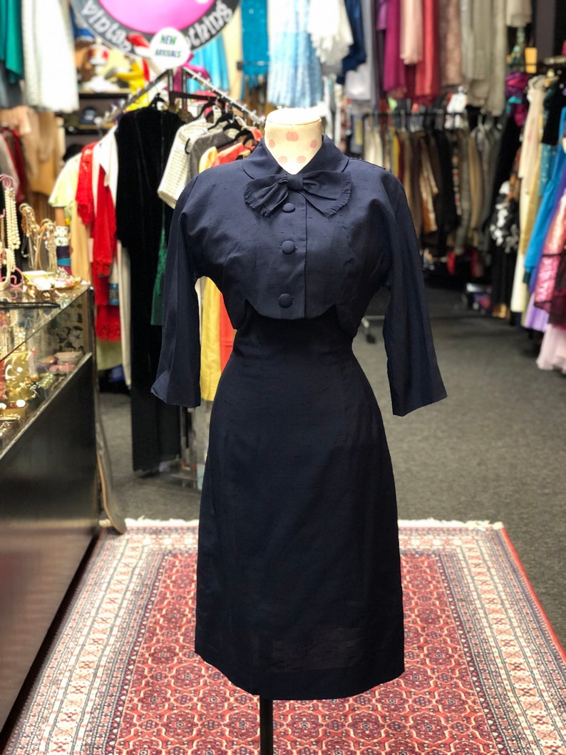 50s Navy Blue dress with Shrugjacket