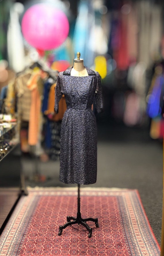 40s 50s Blue, Purple Wrap Dress by R&K Original