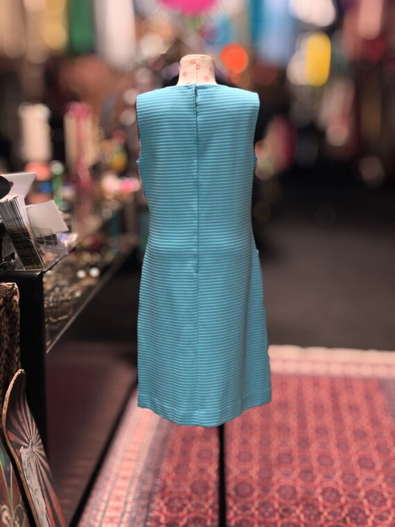 60s Turquoise shift dress with pockets - image 4