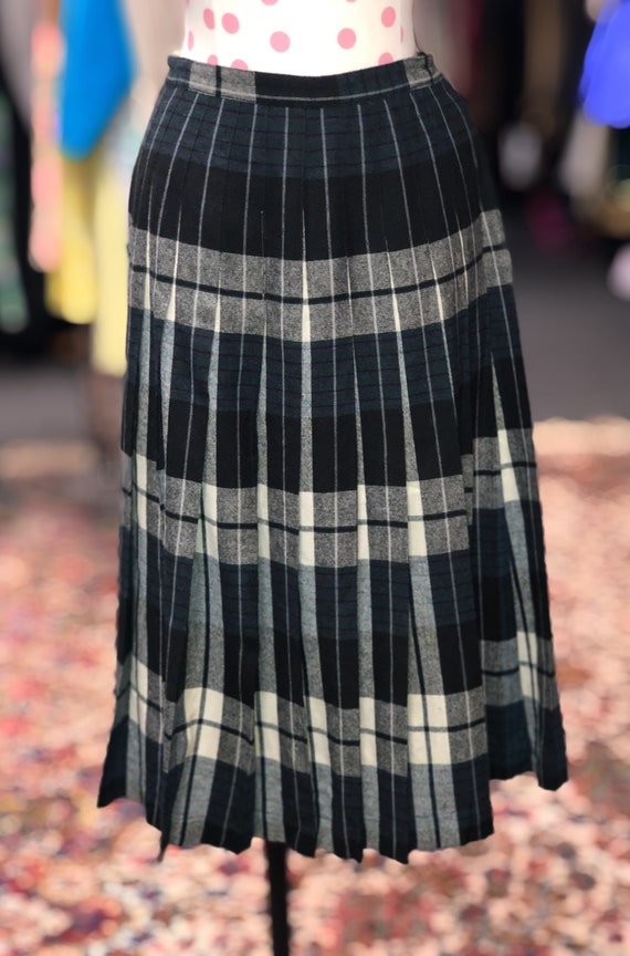 50s pleated plaid wool skirt by Century - image 2