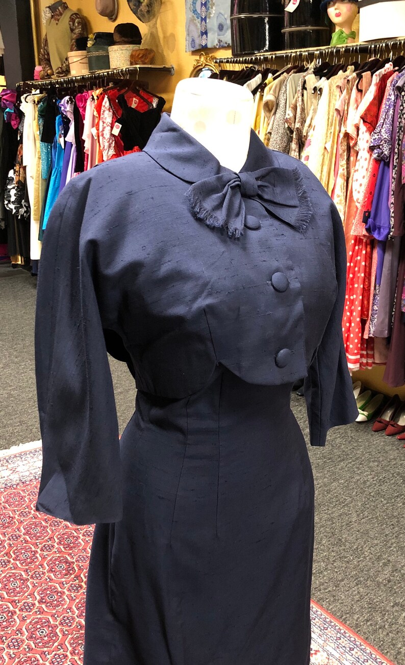 50s Navy Blue dress with Shrugjacket