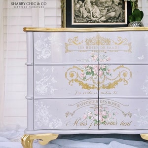 Kacha Les Roses Furniture Transfer - Redesign with Prima Decor Transfer - Rub On Furniture Decal - New Release