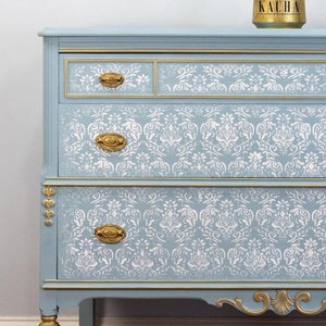 Renata Damask Furniture Stencil - Large Versailles Decor Stencil - Redesign with Prima