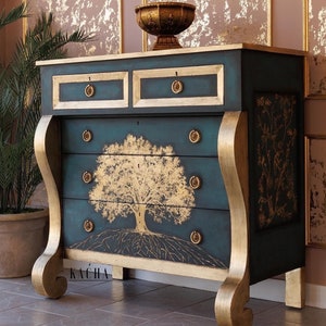 Kacha Gold Foil Transfer ∙ GROWTH ∙ Rub On Decal Transfer ∙ Redesign with Prima Decor Transfer 18&quot;x 24&quot; New Furniture Transfer