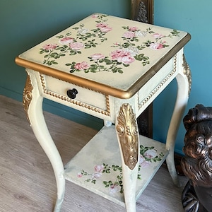 Salon De Diane Furniture Transfer, Redesign with Prima Maxi Decal, Pink Roses