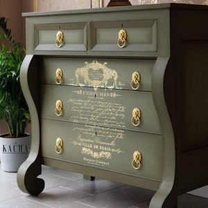 Perfume Notes - Gold Foil Kacha - Rub On Decal Transfer - Redesign with Prima 18&quot;x 24&quot; New Furniture Transfer