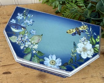 Garden Whispers Furniture Transfer - Redesign with Prima Mini Decal -Blue Birds & Flowers