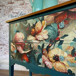 Wave of Florals A3 Mint Decoupage Paper, MINT by Michelle Decoupage, Furniture Decoupage