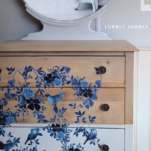 Pretty in Blue Large Furniture Transfer - Redesign with Prima Decor Transfer 24&quot;x 35&quot;