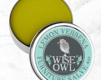Lemon Verbena Furniture Salve, Wise Owl Salve, Wood Conditioner - Chalk Paint Sealer - Leather Conditioner