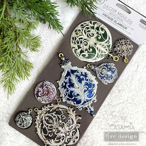 Vintage Glamour Silicone Mold - Redesign with Prima Decor Mould - Holiday DIY Ornaments