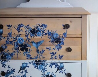 Pretty in Blue Furniture Transfer - Redesign with Prima Decor Transfer 24"x 35"