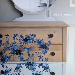 Pretty in Blue Furniture Transfer Redesign with Prima Decor Transfer 24x 35 image 1