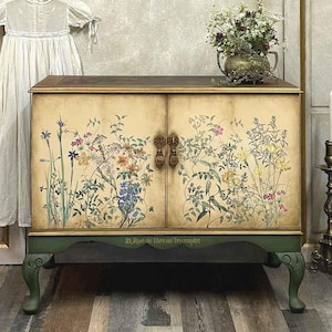 Eclat Floral Furniture Transfer - Redesign with Prima Maxi Decal - Spring Wildflowers