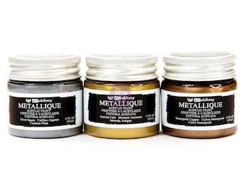 Métallique Metals Acrylic Paint Set, Art Alchemy by Finnabair Metallic Paint, Redesign with Prima
