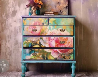 Bold Blooms | A1 Decoupage Fiber Paper | Redesign with Prima 23.4"x33.1" Decoupage for Furniture I Exclusive