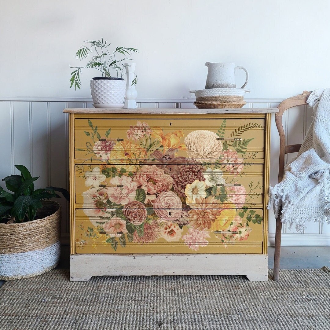 Decor Transfer Woodland Floral Kacha Rub on Furniture Decor Transfer