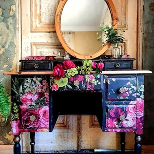 Lush Floral Furniture Transfer - Redesign with Prima Decor Transfer - Large Pink Floral Decal