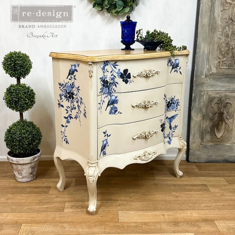 Pretty in Blue Furniture Transfer Redesign with Prima Decor Transfer 24x 35 image 6