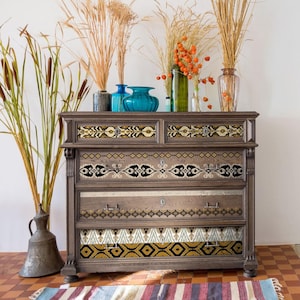 Exotic Borders Furniture Transfer - Redesign with Prima Decor Transfer, Boho Furniture Decal