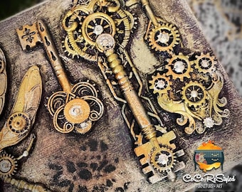 Mechanical Lock & Keys - Redesign with Prima - Decor Mould - Silicone Mold - 5"x8"