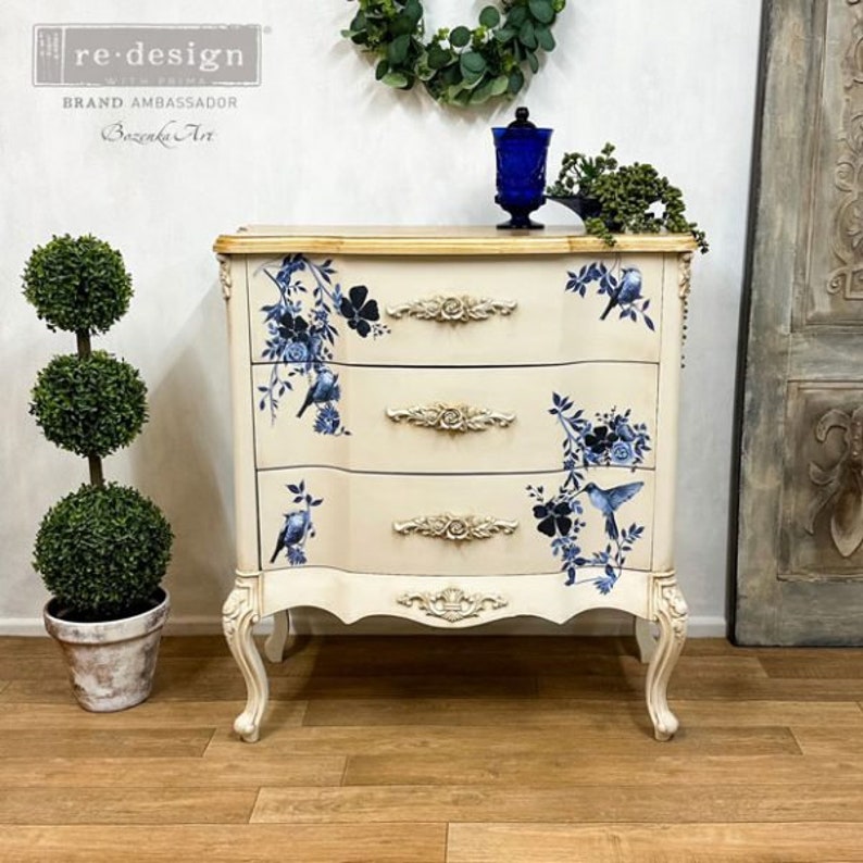 Pretty in Blue Furniture Transfer Redesign with Prima Decor Transfer 24x 35 image 5