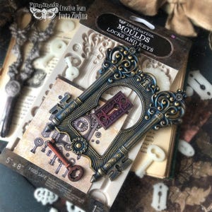 Finnabair Locks & Keys Silicone Mold - Redesign with Prima Decor Mould  5"x 8"