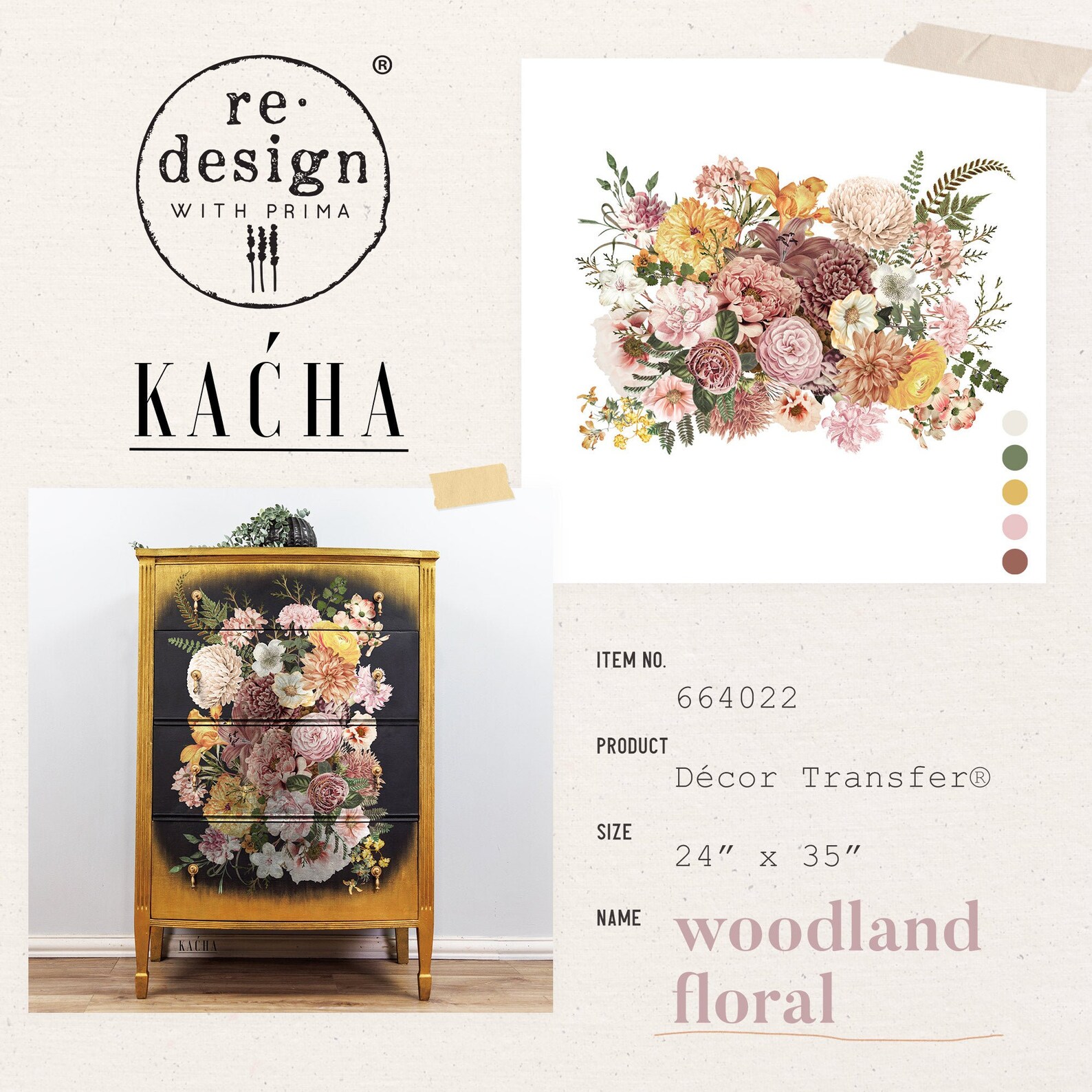 Kacha Woodland Floral Redesign Decor Transfer New Release Etsy