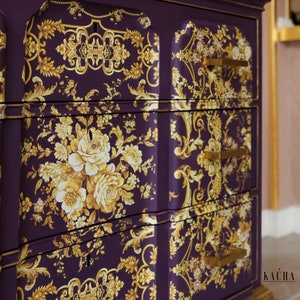 Kacha Furniture Transfer ORLEANS - Redesign with Prima Decor Transfer - New Release 24&quot;x 35&quot; Gold Decal