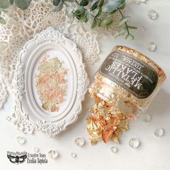 Vintage Metallic Foil Flakes Gold & Copper Flakes Finnabair With Prima  Marketing Gold Leaf Craft Foil Flakes Fine Metallic Flakes 