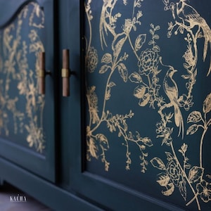 Kacha Gold Foil Transfer ∙ A BIRD SONG ∙ Rub On Decal Transfer ∙ Redesign with Prima Decor Transfer 18&quot;x 24&quot; New Furniture Transfer