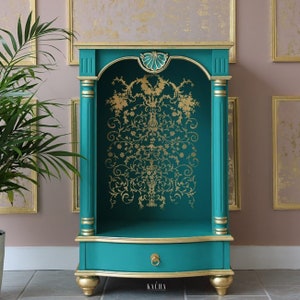 Manor Swirls - Gold Foil Kacha - Rub On Decal Transfer, Redesign with Prima Decor Transfer 18&quot;x 24&quot; New Furniture Transfer