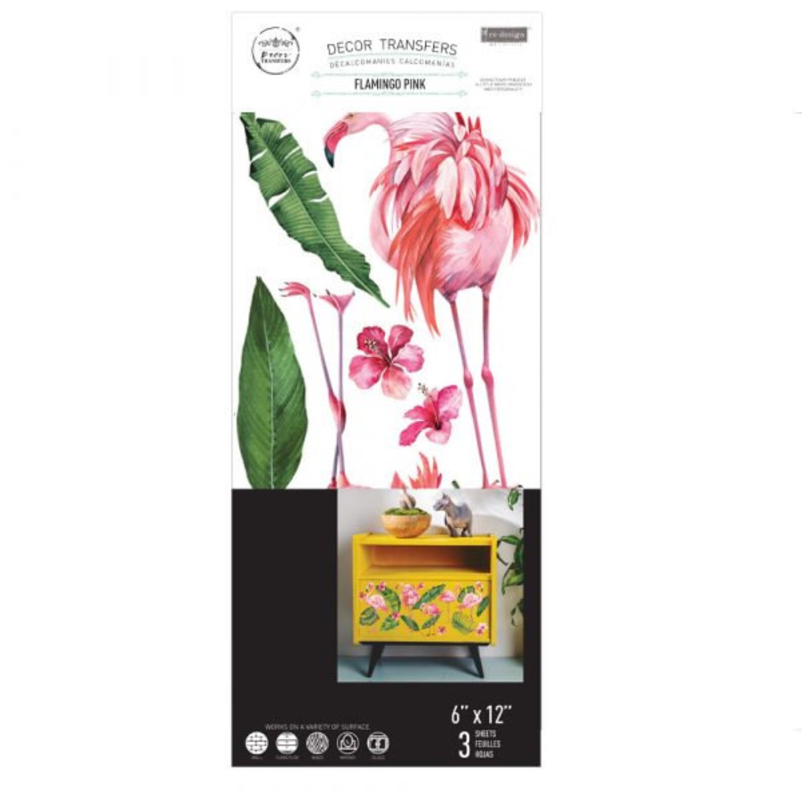 Flamingo Pink Rub on Decor Minitransfer Redesign With Etsy