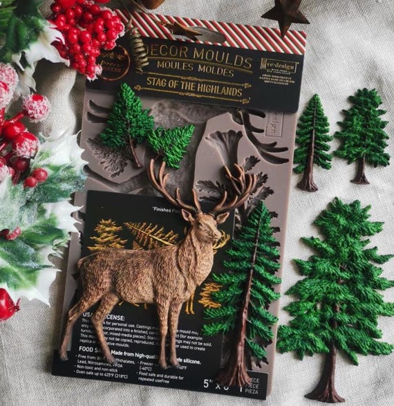 Stag Of The Highlands Silicone Mold - Decor Mould by Redesign with Prima - Deer and Trees