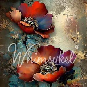 Moody Petals Furniture Decoupage - Whimsykel Designs Tissue Paper - Gilded Floral