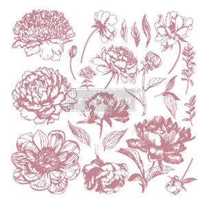 Linear Floral - Clearly Aligned Stamps (12" x 12", 20 pcs) Redesign with Prima - Decor Stamps, Craft Stamps for Furniture