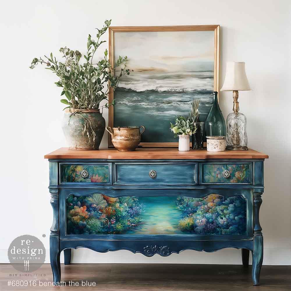 Beneath the Blue A1 Decoupage Paper | Redesign with Prima Fiber Paper 23.4"x33.1" Underwater Coral Reef