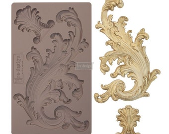 Portico Scroll I - Redesign with Prima Decor Mould, Silicone Furniture Molds 5"x 8"