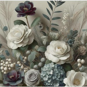 Winter Petals Floral Decoupage Paper - MINT by Michelle Furniture Art Paper