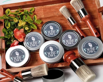 Natural Furniture Wax -  Wise Owl Paint - 8oz - Clear, Black, and Black Walnut