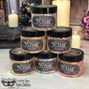 Metallic Foil Flakes ∙ Finnabair with Prima ∙ Gold Leaf ∙ Craft Foil Flakes ∙ Gold Silver Copper Fine Metallic Flakes