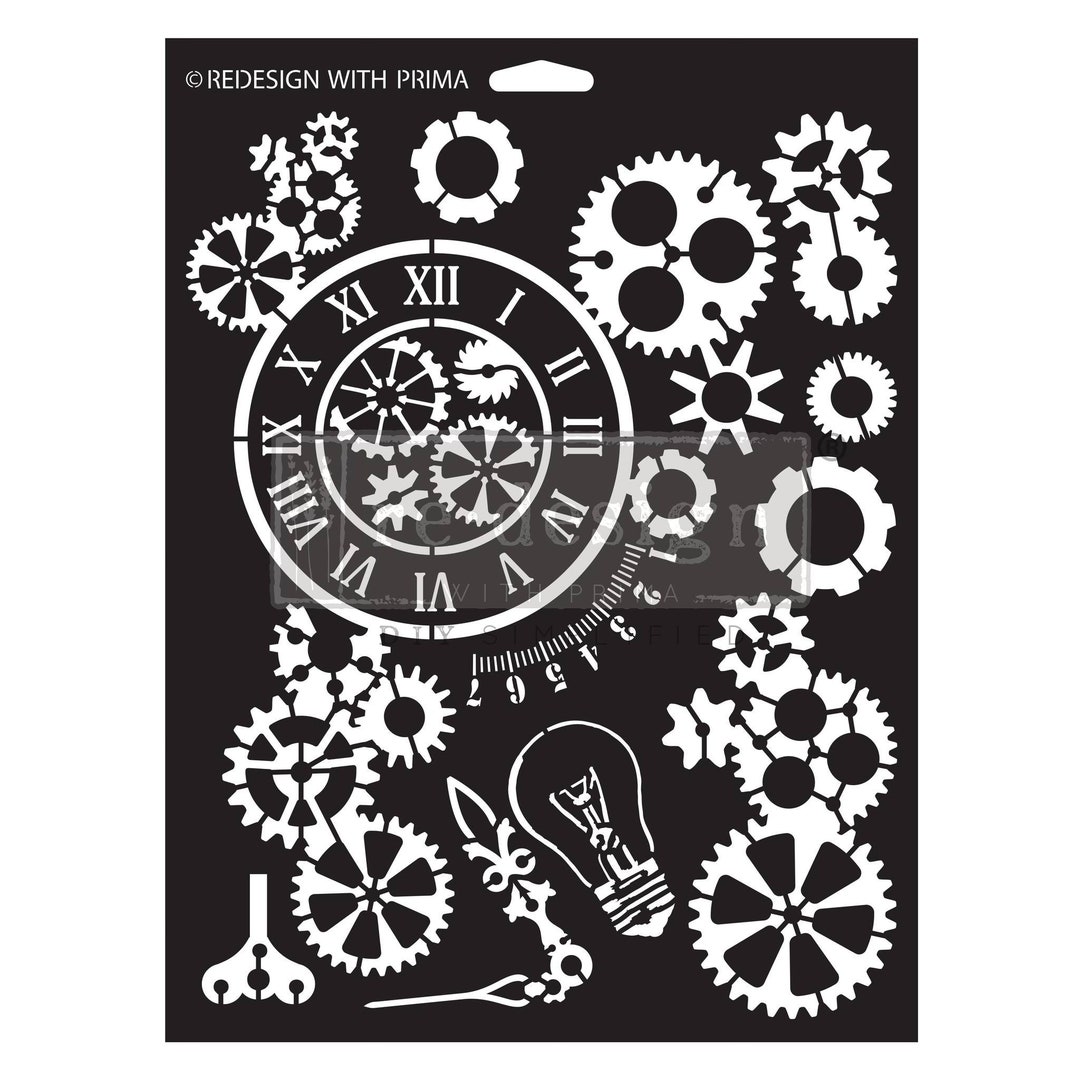 Gear Works Raised Stencil - Redesign With Prima - 9"x 12" Furniture ...