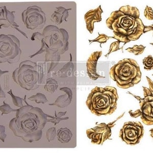 Fragrant Roses - Redesign with Prima Mould - Decor Molds 5"x8" Fast Shipping