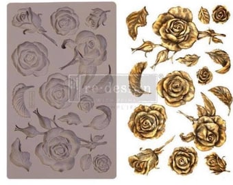 Fragrant Roses - Redesign with Prima Mould - Decor Molds 5"x8" Fast Shipping