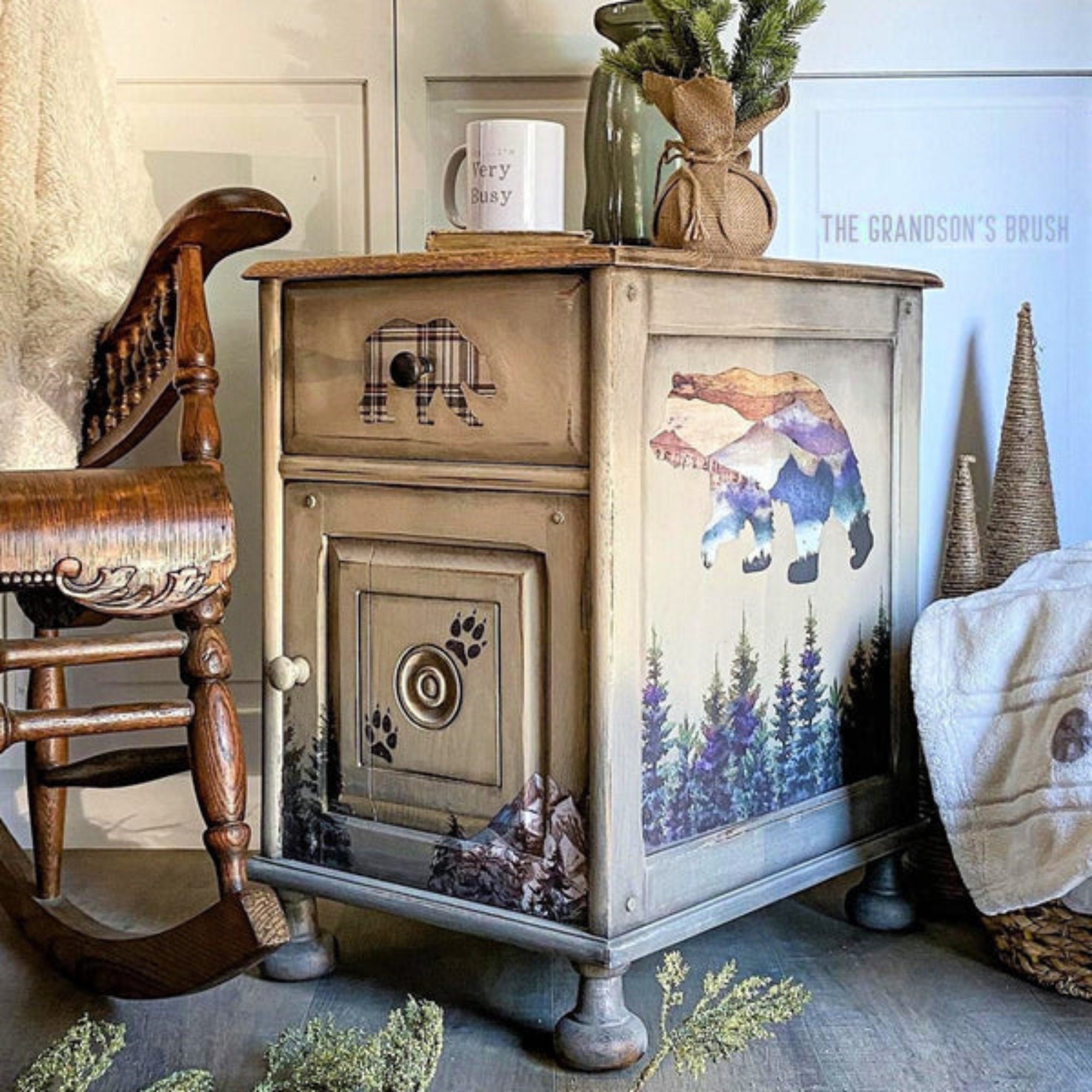 Cabin Getaway Furniture Transfer |  Redesign with Prima Decor Transfer, Rub On Furniture Decal 24"x 35"