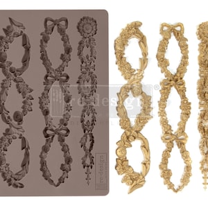 Floral Chain - Decor Mould for Furniture 5&quot;x8&quot; Silicone Mould - Resin Molds